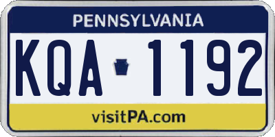 PA license plate KQA1192