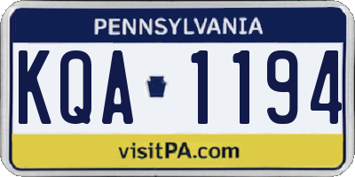 PA license plate KQA1194