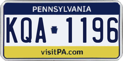 PA license plate KQA1196