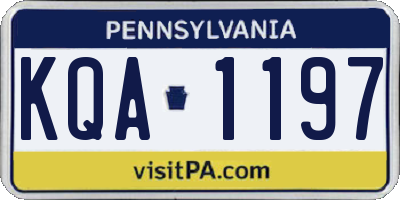 PA license plate KQA1197