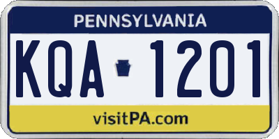 PA license plate KQA1201