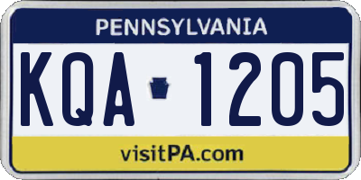 PA license plate KQA1205
