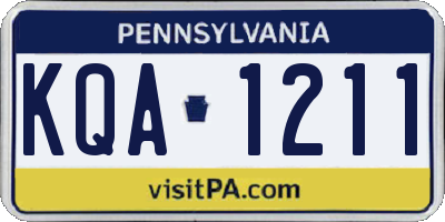 PA license plate KQA1211