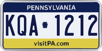 PA license plate KQA1212