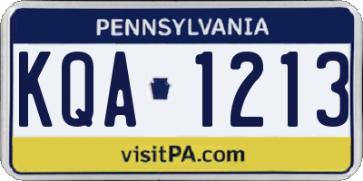PA license plate KQA1213