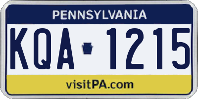 PA license plate KQA1215