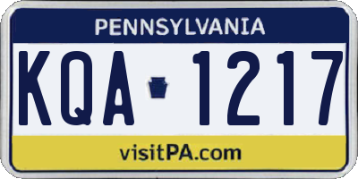 PA license plate KQA1217