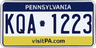 PA license plate KQA1223