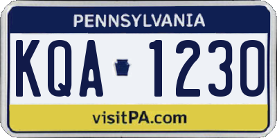 PA license plate KQA1230