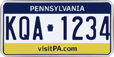 PA license plate KQA1234
