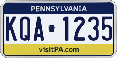 PA license plate KQA1235