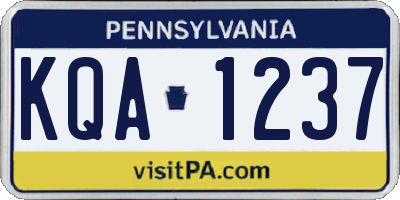 PA license plate KQA1237
