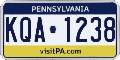 PA license plate KQA1238