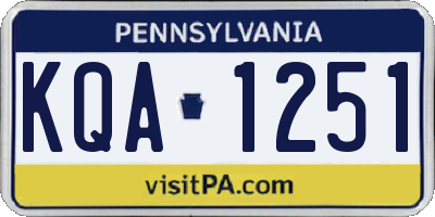 PA license plate KQA1251