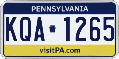 PA license plate KQA1265