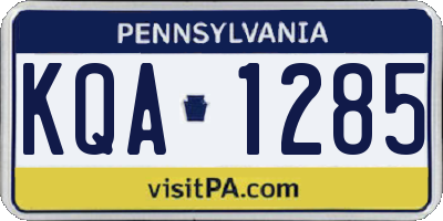 PA license plate KQA1285
