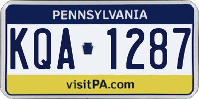 PA license plate KQA1287