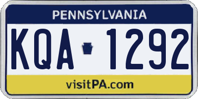 PA license plate KQA1292