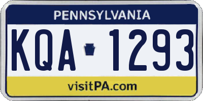 PA license plate KQA1293