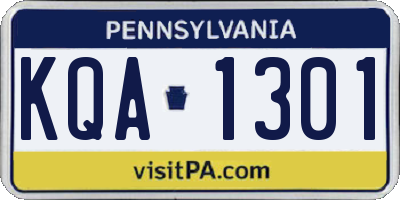 PA license plate KQA1301