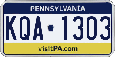 PA license plate KQA1303