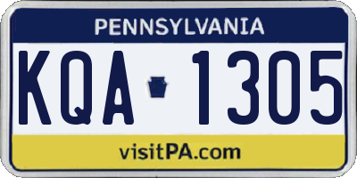 PA license plate KQA1305