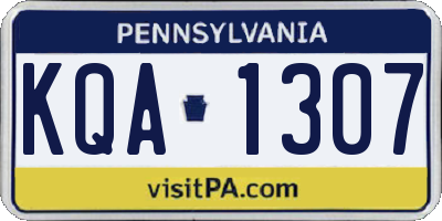 PA license plate KQA1307