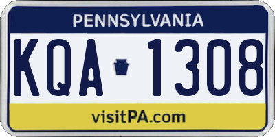 PA license plate KQA1308