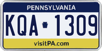 PA license plate KQA1309