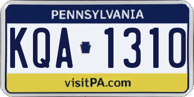 PA license plate KQA1310