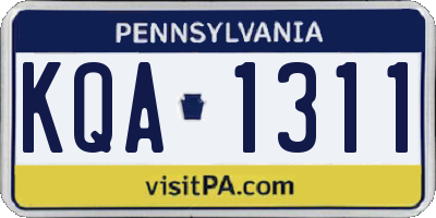 PA license plate KQA1311