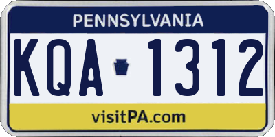 PA license plate KQA1312