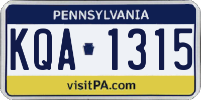 PA license plate KQA1315