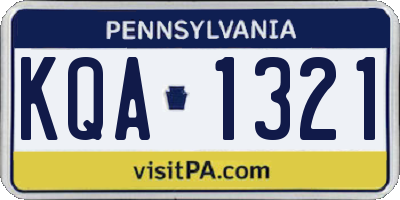 PA license plate KQA1321