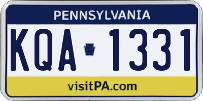 PA license plate KQA1331