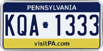 PA license plate KQA1333