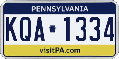 PA license plate KQA1334