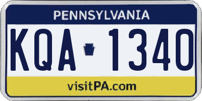 PA license plate KQA1340