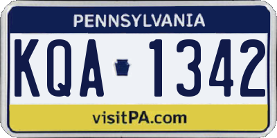 PA license plate KQA1342