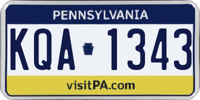 PA license plate KQA1343