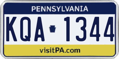 PA license plate KQA1344
