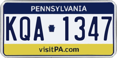 PA license plate KQA1347