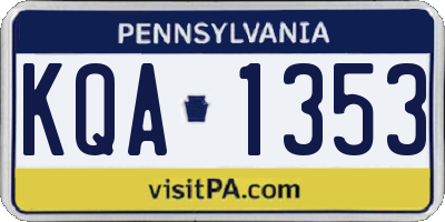 PA license plate KQA1353