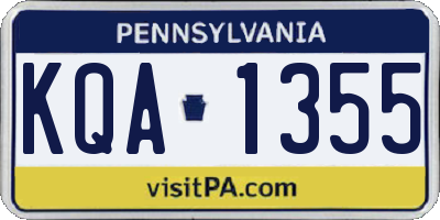 PA license plate KQA1355