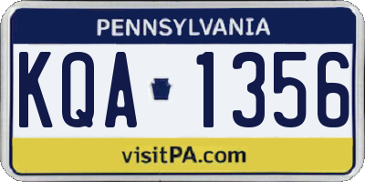 PA license plate KQA1356