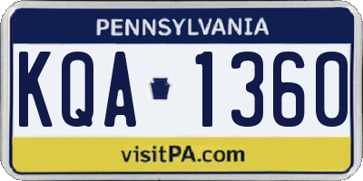 PA license plate KQA1360