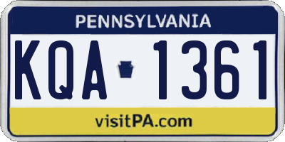 PA license plate KQA1361