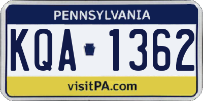 PA license plate KQA1362