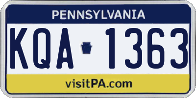 PA license plate KQA1363