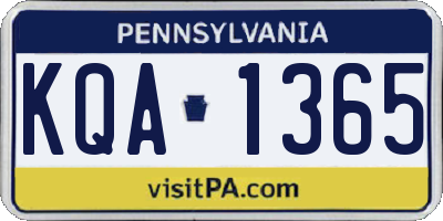 PA license plate KQA1365